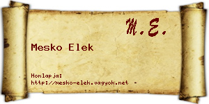 Mesko Elek névjegykártya